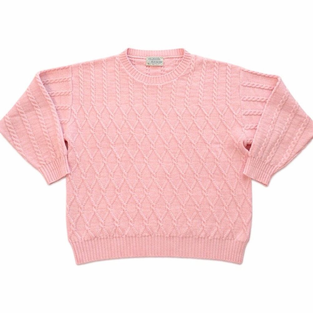 Vintage Pendleton 2X Pink Cable Knit Sweater 100% Virgin Wool USA Women - Picture 3 of 5